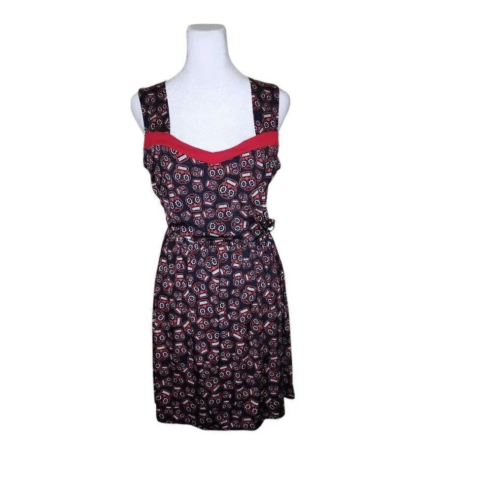 Folter Skulls Sleeveless Retro Rockabilly Dress Womens Size M Black